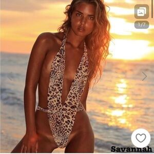 Andi Bagus Animal Print Plunge One-Piece Swimsuit - Brown/Black